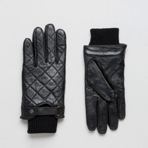 Qulited Leather Gloves In Black